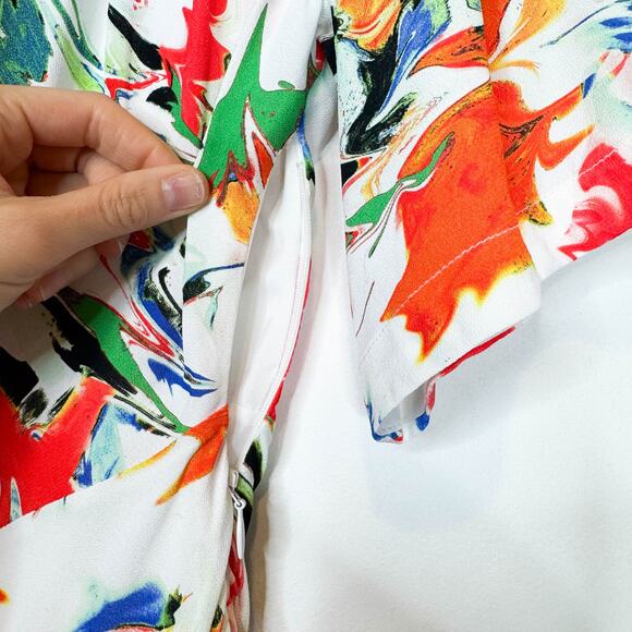 KAREN MILLEN abstract floral draped maxi dress open back 3266 - Picture 8 of 9